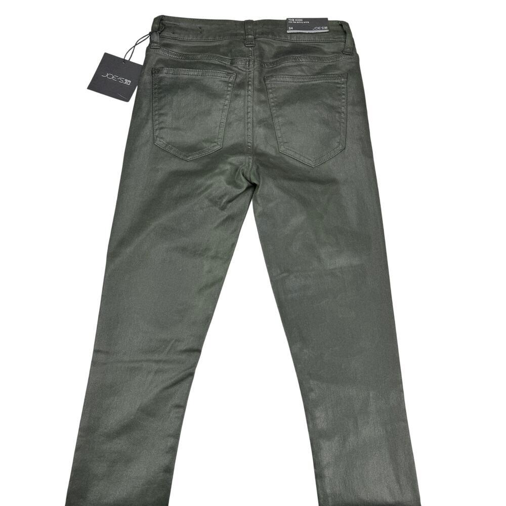 NWT JOE'S JEANS The Icon Mid Rise Skinny Ankle Sz 24 Green Coated Laser Camo - Picture 8 of 8